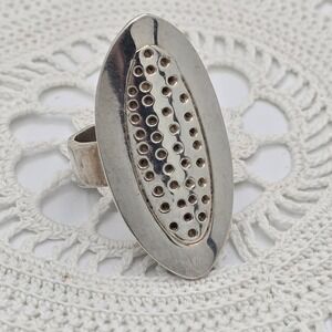 Sterling Silver 925 Shield Ring Statement Modernist Size 8 9g
